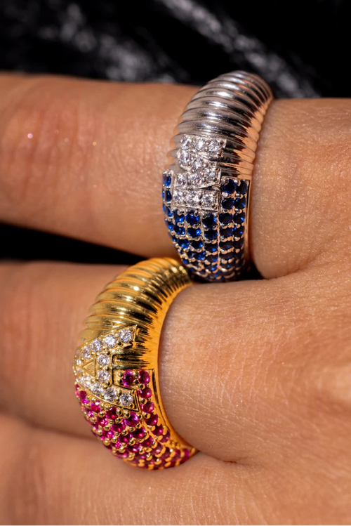 Half & Half Letter Ring